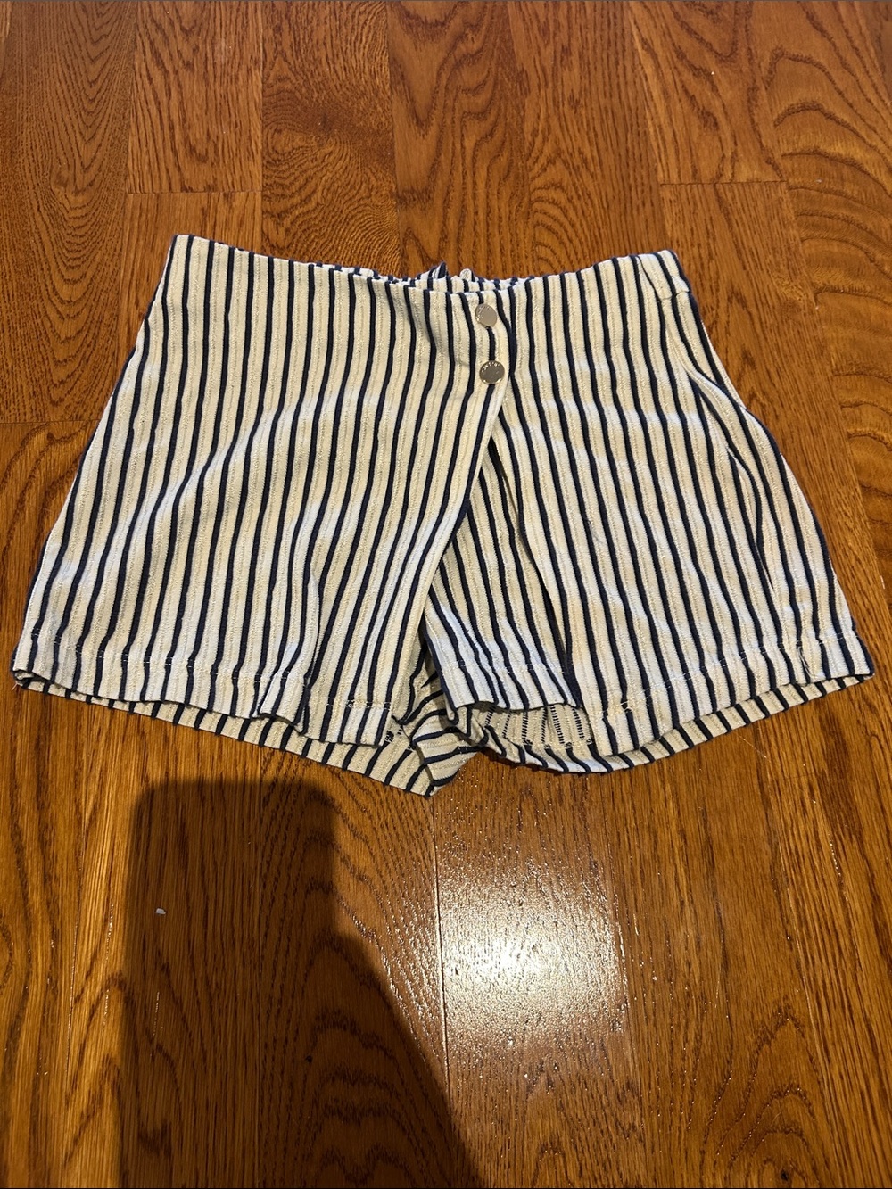 Striped High-Waist Button-Front girl Skort